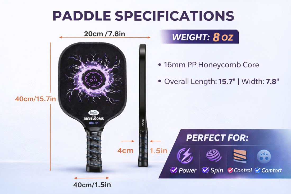 Raybloom Pickleball Paddle Set – 2 Paddles + 4 Balls + Carry Bag | Complete Beginner Kit